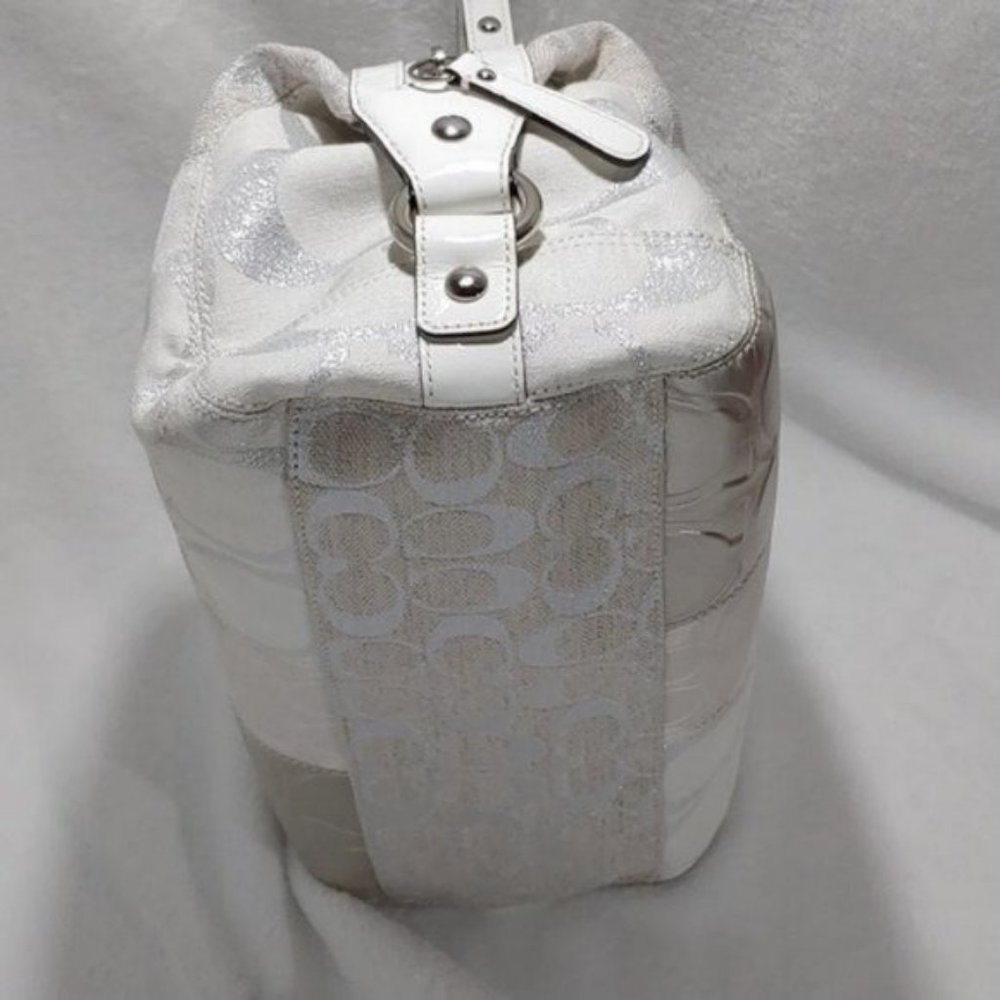 Coach Stunning White & Silver Signature Satchel - Picture 7 of 15